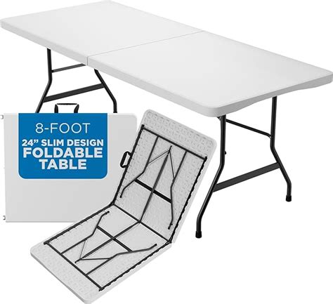 Amazon.com: Sorfey Narrow Folding Table 8 Foot X 24-inch, White Plastic : Home & Kitchen