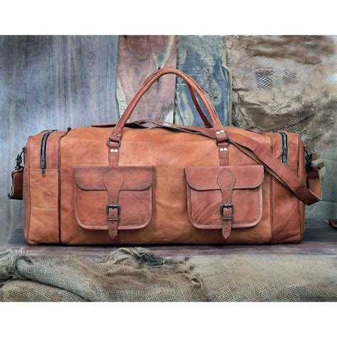 Cheap Goat Leather Duffel Bag Personalize Handmade Weekender Bag