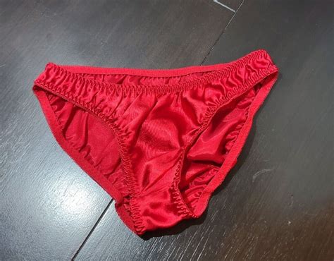 Satin Red Bikini Panties Rare Shiny Shimmery Delicate Gem