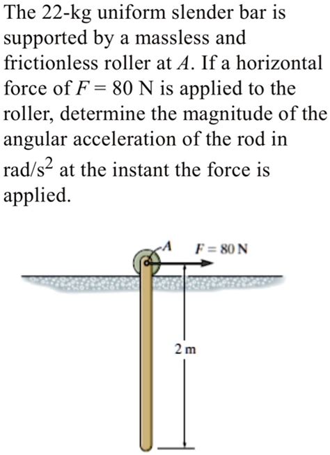 Solved The Kg Uniform Slender Bar Is Supported By A Massless And