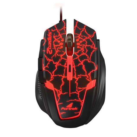 Mouse Gamer FORTREK USB SPIDER 2 OM 705 Preto Vermelho Pichau