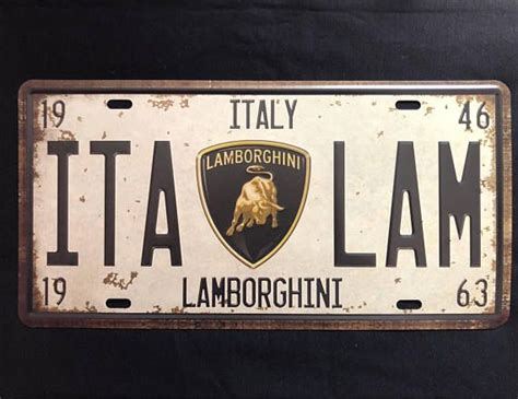 Lamborghini License Plate Vintage Metal Sign Etsy Imagens Vintage Placa De Carro Vintage