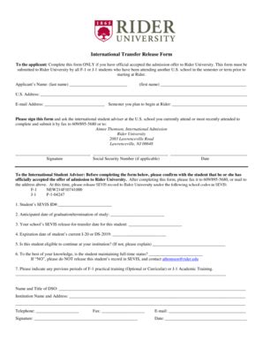 Fillable Online Dr Rider International Transfer Release Form