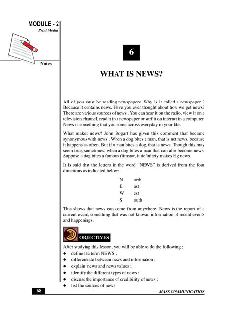 News Writing Journalism Mass Communication Module 2 Notes Print Media 68 6 What Is News