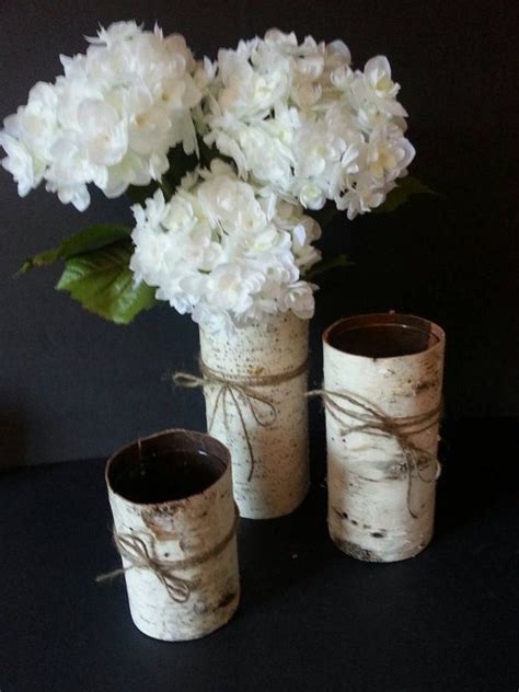 Birch Bark Vases Set Of 3 Etsy Vase Set Vase Birch Bark