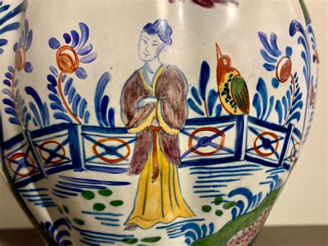 Chinoiserie Dutch Delft Polychrome Faience Lobed Jar Th Century