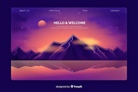 Free Vector Welcome Landing Page Template With Landscape