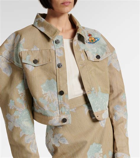 Floral Cropped Denim Jacket In Green Vivienne Westwood Mytheresa