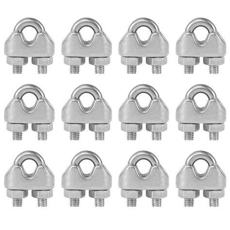 12pcs M3 Cable Clamps Heavy Duty 3mm Wire Rope Clip 304 Stainless Steel U Bolts Saddle Fastener