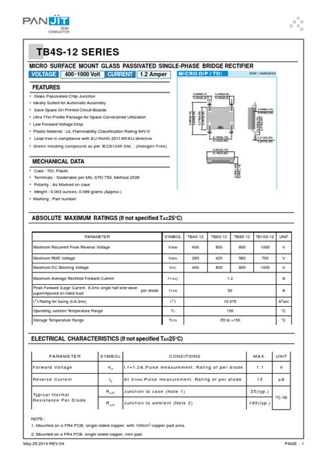 Tb S Datasheet Micro Surface Mount Glass Passivated Single Phase