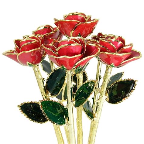 24k Gold Trimmed Roses Half Dozen 11 Rose Bouquet Love Is A Rose