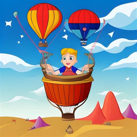 Premium AI Image Cartoon 2D Hot Air Balloon Image