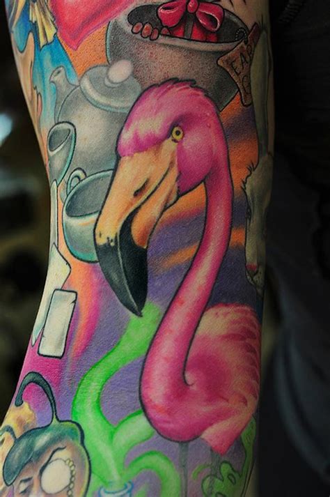 pink flamingo tattoo by Bez: TattooNOW