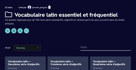 Apprendre Le Vocabulaire Latin Essentiel Avec Des Flashcards Quizlet