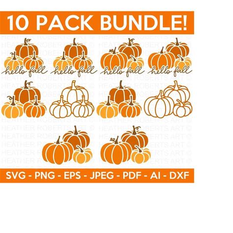 Hello Fall Pumpkins Svg Bundle Pumpkin Svg Pumpkin Vector Inspire