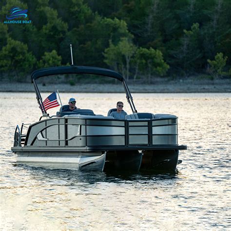 Allhouse Catamaran Motor Boat Aluminum Fishing Pontoon Boat With Motor