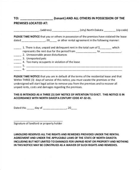 Editable Notice Of Lease Violation Template Word Sample