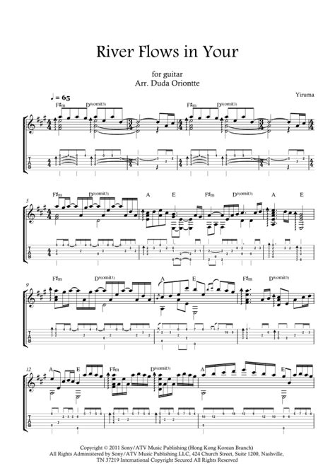 River Flows In You Arr Duda Oriontte By Yiruma Sheet Music For