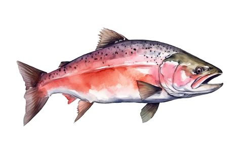 Premium Vector Vector Watercolor Hand Drawn Pink Salmon