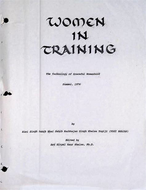 Women In Training 1976 Teachings Of Yogi Bhajan