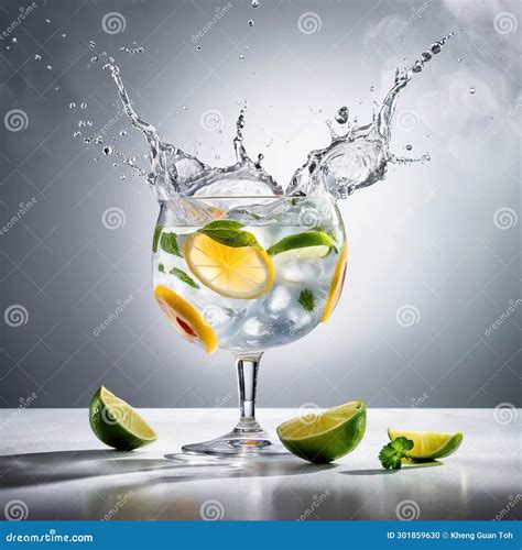 Gin And Tonic Cocktail Summer Drink Cartoon Flat Vector Illustration