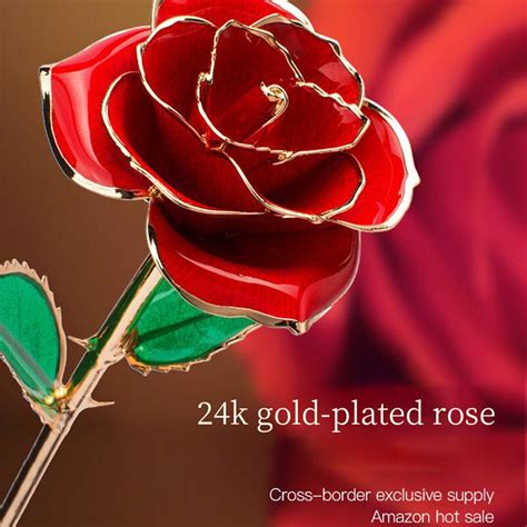 Valentine S Day Gift K Gold Plated Golden Rose Flower Holiday Present