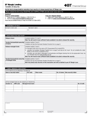 Fillable Online BT Margin Lending Transfer Of Security Use This Form To