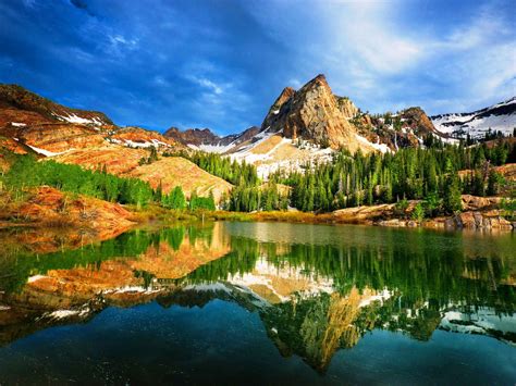 Hintergrundbilder Bäume Landschaft Berge See Wasser Natur