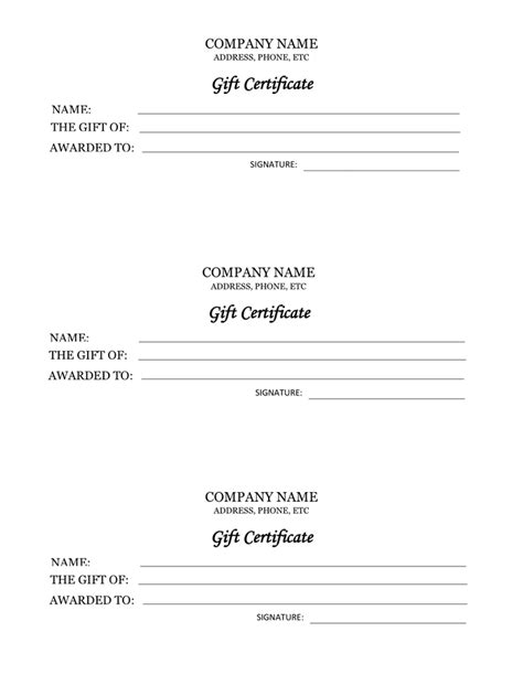 Gift Certificate Template in Word and Pdf formats