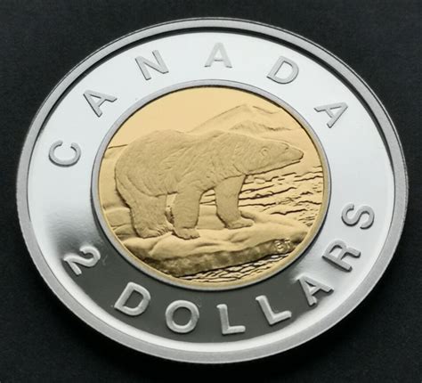 CANADA TOONIE 2010 PROOF STERLING SILVER WITH 24KT GOLD PLATED