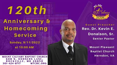 Mt Calvary Baptist Church 120th Anniversary And Homecoming Worship