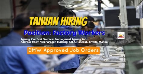 dmw approved job orders  factory workers  everbest overseas