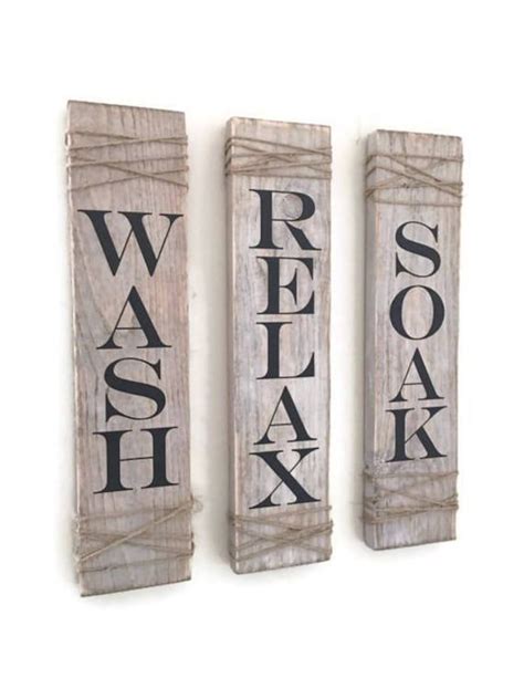 Rustic Bathroom Signs, Set of THREE, Rustic Bathroom Decor, Rustic ...