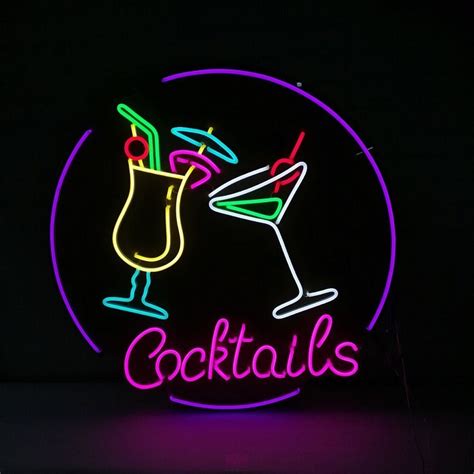 Cocktails Neon Sign Cocktail Glass Shaped Neon Light Martini Neon Signs