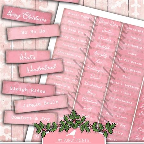 Christmas Words Shabby Pink Junk Journal December Daily Etsy