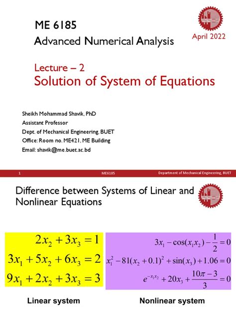 Lecture2 System Of Equations Direct Methods Pdf Matrix