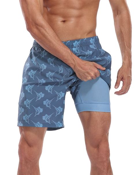 Lrd Mens Swim Trunks With Compression Liner 7 Inch Inseam Sailfish