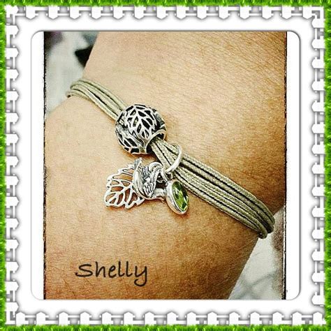 Pandora Khaki Multi Strand Bracelet With Openwork Leaves And Forest