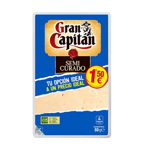 Comprar QUESO GRAN CAPITÁN LONCHAS SEMI 80 G Quesos en Condisline