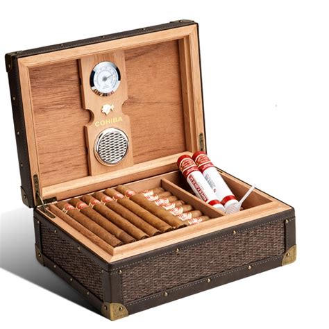 Cohiba Retro Style Cigar Humidor Pu Leather Spanish Cedar Wood Lined