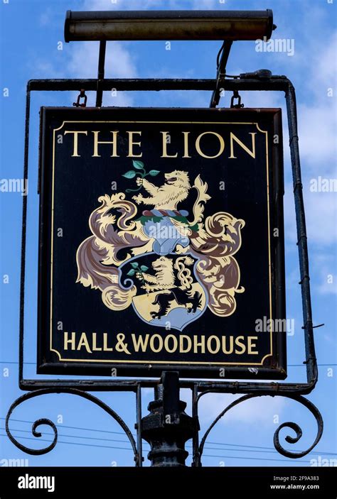 Traditional Hanging Pub Sign At The Lion Inn Public House Pagham