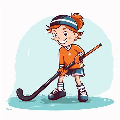 Kid Playing Field Hockey Match In Field Hockey Gear Clip Art Vector