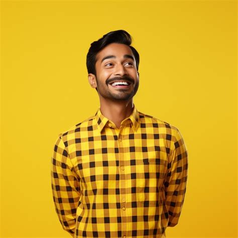 Premium Photo A Hyper Realistic Happiest Indian Handsome Man In Chex