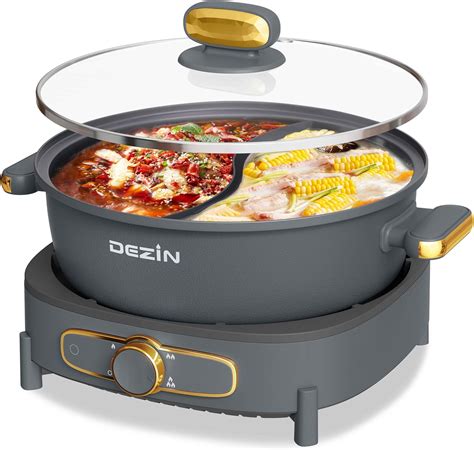 Amazon Dezin Hot Pot Electric With Divider 5L Double Flavor Shabu