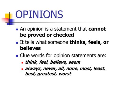 Fact And Opinion Ppt