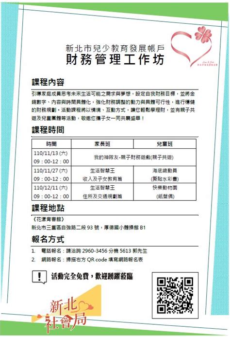 市政新聞 110年新北市兒童及少年未來教育與發展帳戶－財務管理工作坊 新北市政府