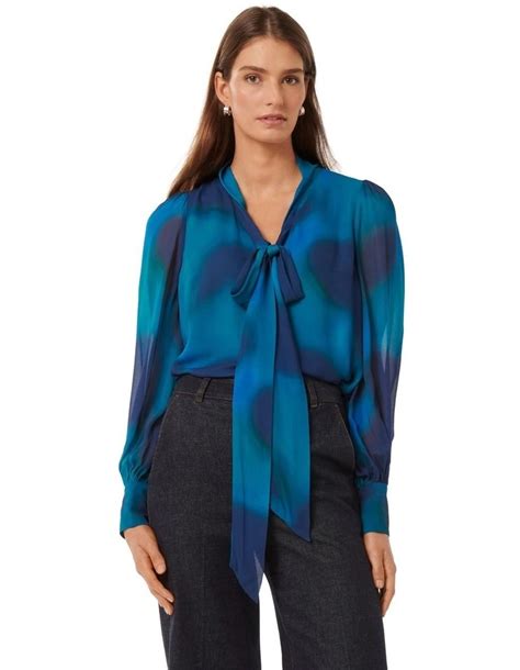 Forever New Jorgia Pussy Bow Blouse In Blue MYER