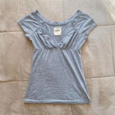 Y K Hollister Grey Milkmaid Top Depop Hollister Clothes Outfits