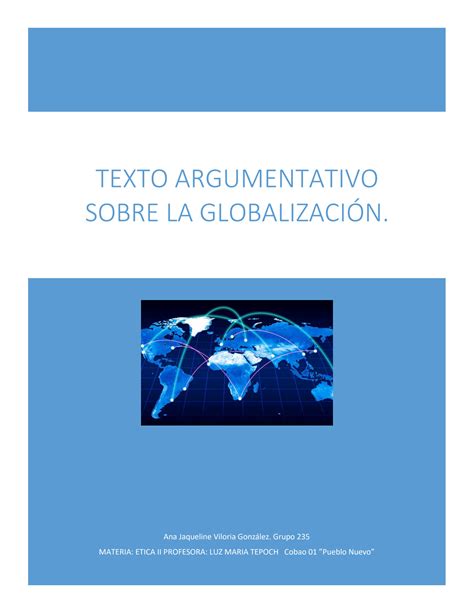 Solution Texto Argumentativo De La Globalizaci N Studypool