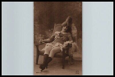 Original 1910 French Risque Postcard Photo Voluptuous Nude GIRL JEAN